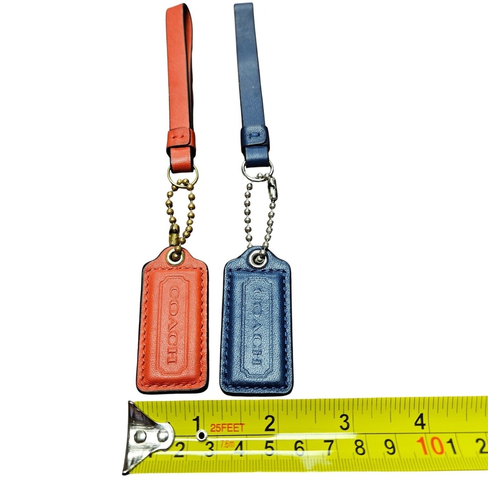 COACH Lot of 2 Leather Hangtags & Wristlet Straps Blue Red Replacement Charms - Picture 4 of 5